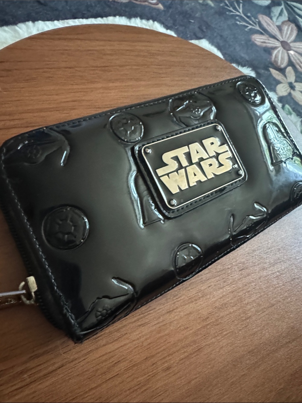 Loungefly Star Wars Glossy Black Patent Wallet with Logo Plate